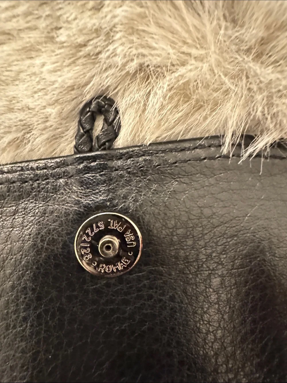 Vintage  Brighton Black Leather & Haircalf Crossbody with Silver Hardware